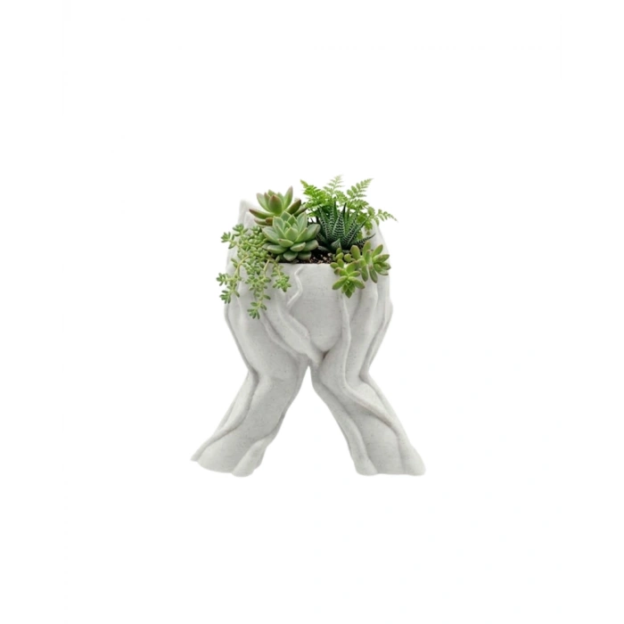 Estetik El Figürlü Dekoratif 3D Baskı Vazo Saksı Ev Dekorasyonu