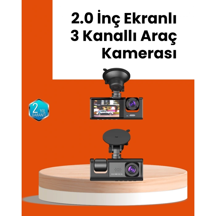 Full HD Araç Kamerası  Çift Yönlü Kayıt ve Darbe Sensörü