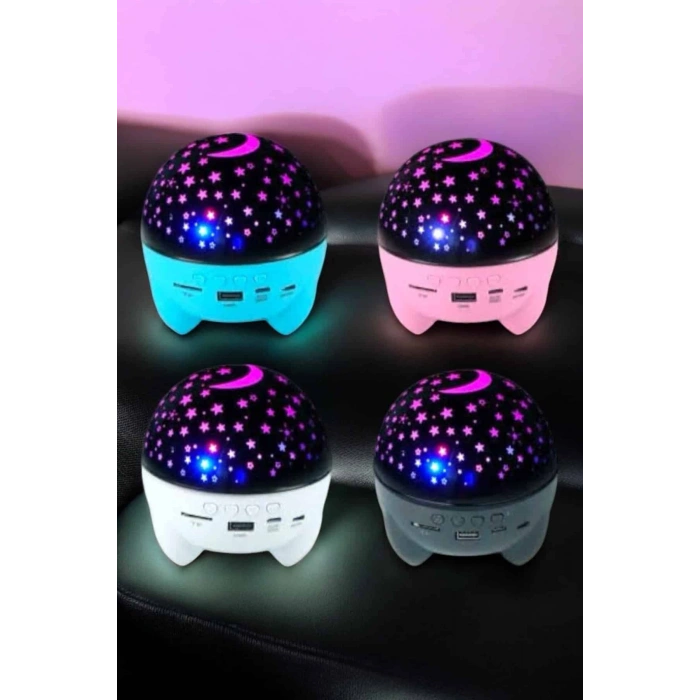 Gece Lambası Projeksiyon Görünümlü Şarjlı Yıldızlı Yuvarlak