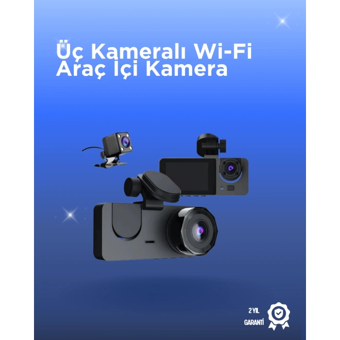Gelişmiş G-Sensörlü Üçlü Araç Kamerası – 5” LCD Ekran ve Hareket Algılama