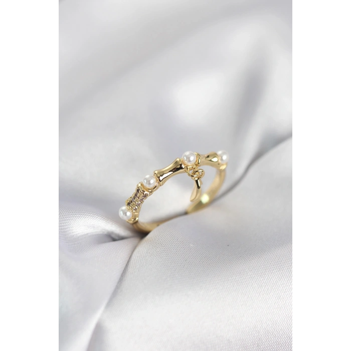 Gold Renk Sallantılı Kemik Model Kadın Yüzük