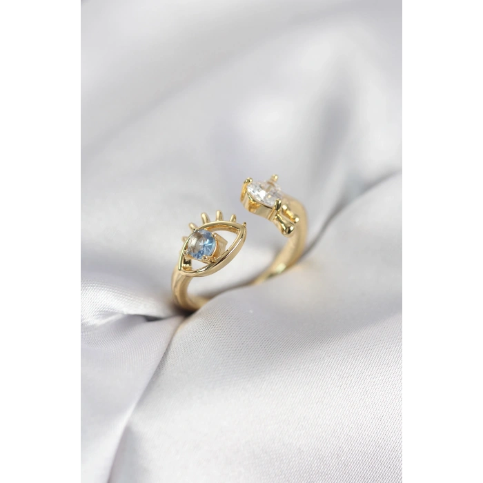 Gözyaşı Model Gold Renk Zirkon Taşlı Kadın Yüzük