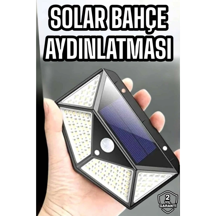 Güneş Enerjili Bahçe Aydınlatma Lambası Solar 100 Led Lamba
