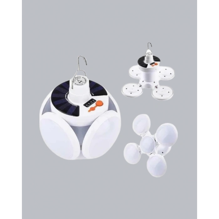 Güneş Enerjili ve USB Şarjlı LED Kamp Lambası – 5 Farklı Işık Modlu, Askılı Tasarım