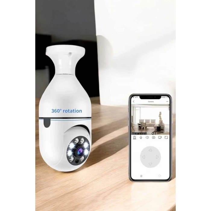 Güvenlik Kamerası Wifi Kamera Duylu Ev Kamerası Wifi Bağlantılı Dönebilen