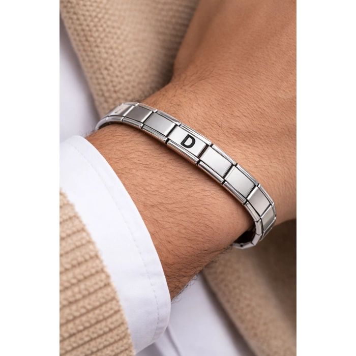 Harfli Çelik Bileklik D Harfi – Kişiye Özel Paslanmaz Çelik Kadın Bileklik – Esnek İtalyan Model