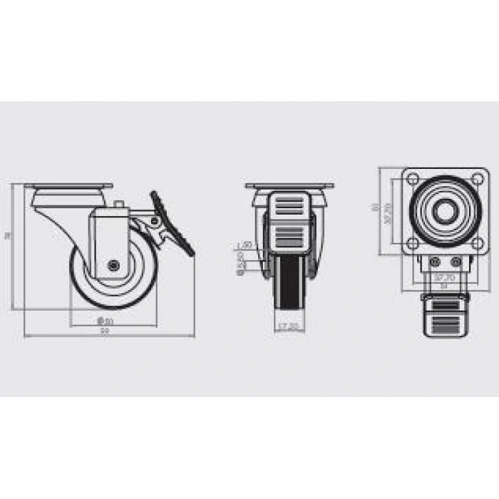 HTS 334 50X20 Tablalı Döner Frenli Teker