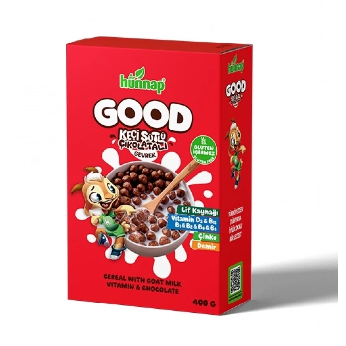 Hünnap Keçi Sütlü Çikolata ve Vitamin Tahıllı Glutensiz Gevrek 400 Gr