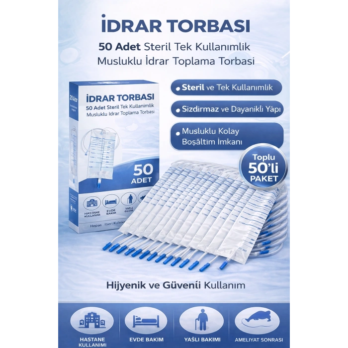 İdrar Torbası Steril Medikal İdrar Toplama Torbası 50 ADET
