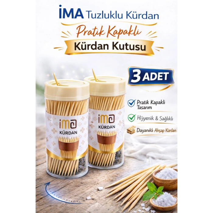 İMA Tuzluklu Kürdan 3 Adet | Pratik Kapaklı Kürdan Kutusu