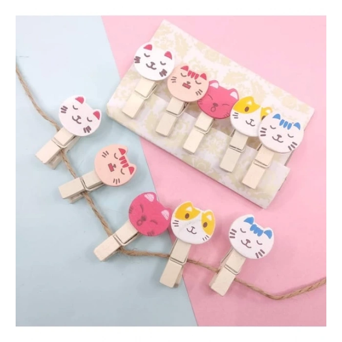 İpli Mandallı Kedili Fotoğraf Albümü Kedi Kafası Şekilli Mandal