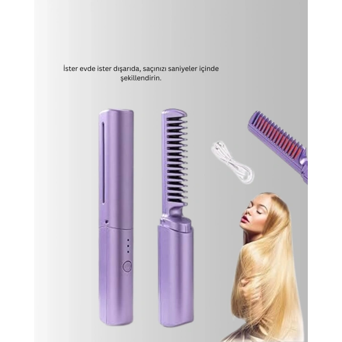 Kablosuz USB Şarjlı Saç Düzleştirici Tarak – Seyahat Boy