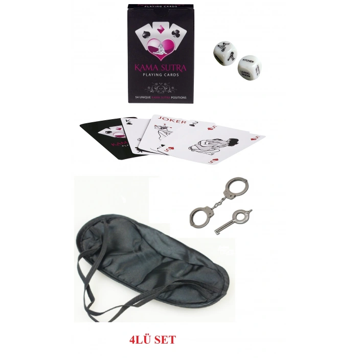 Kamasutra Aşk Seti - Kelepçe - Zar- Kart - Göz Bandı