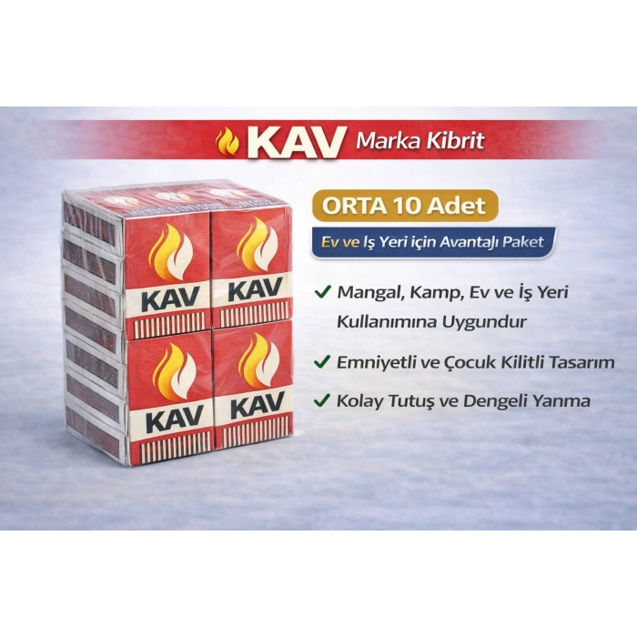 KAV Marka Kibrit Emniyetli Çocuk Kilitli 10 Adet