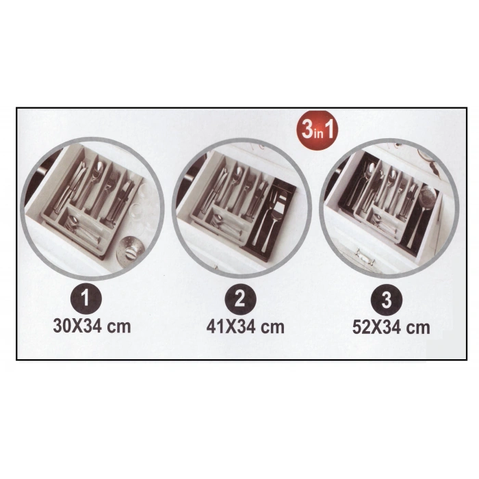 Kayar Kaşıklık Organizeri - 3 Aşamalı Sürgülü - Sağ Sol Açılır