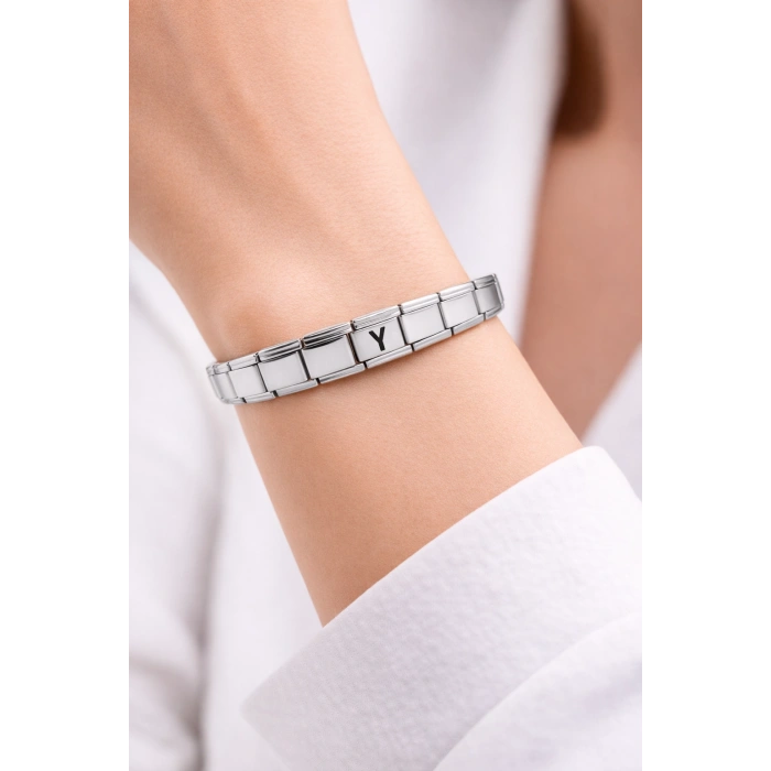 Kişiye Özel Y Harfli Çelik Bileklik – Paslanmaz Çelik Bileklik, Zarif Minimal Harf Bileklik
