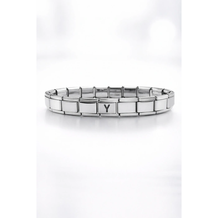 Kişiye Özel Y Harfli Çelik Bileklik – Paslanmaz Çelik Bileklik, Zarif Minimal Harf Bileklik