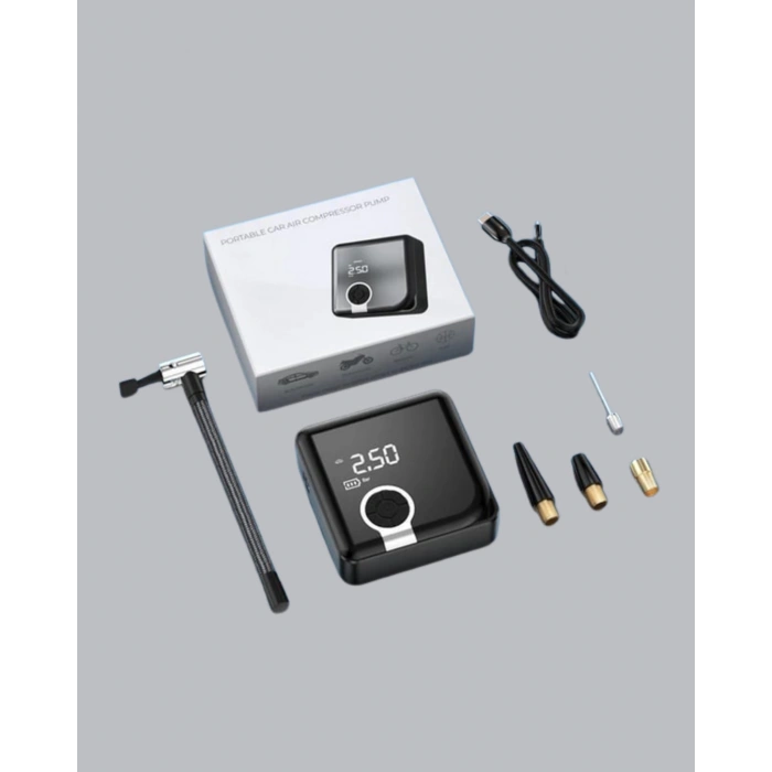 Kompakt Tasarımlı LED Işıklı Taşınabilir Hava Kompresörü