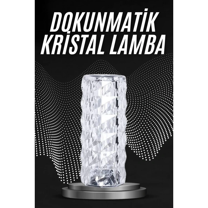 Kristal Lamba Masa Lambası Şarjlı Masa Lambası Dokunmatik Sensör Usb Şarjlı