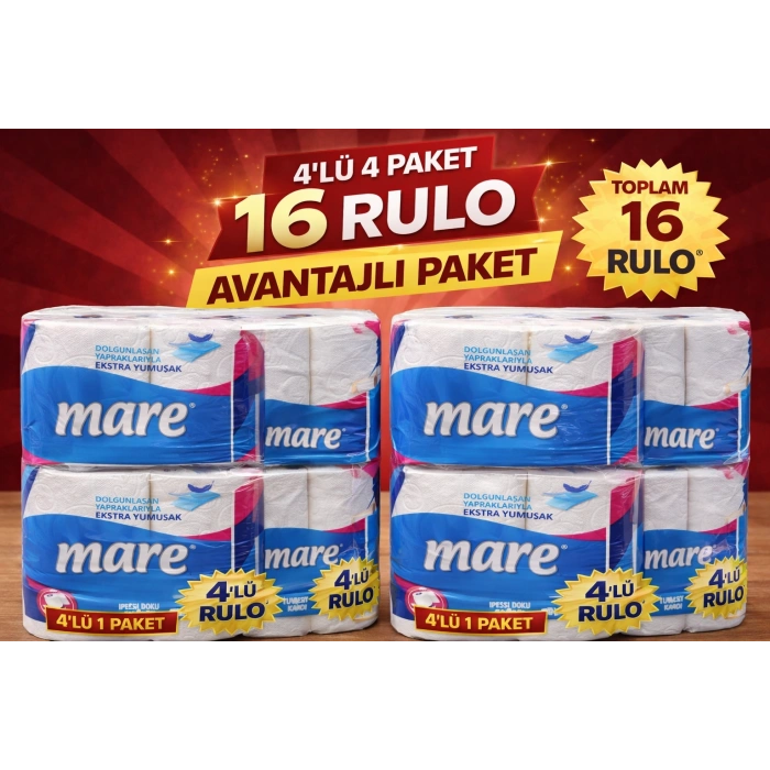Mare Tuvalet Kağıdı 4lü Rulo 4 Paket Ekstra Yumuşak Çift Katlı Dayanıklı Tuvalet Kağıdı