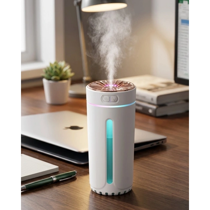 Mini Araç Nemlendirici 5 Esans Hediyeli USB Işıklı Koku Difüzörü