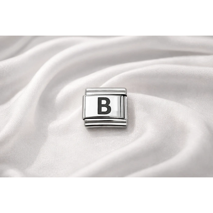 Nomination Uyumlu B Harfi Charm – Çelik Harfli Bileklik Aksesuarı , Kişiye Özel Modüler Takı