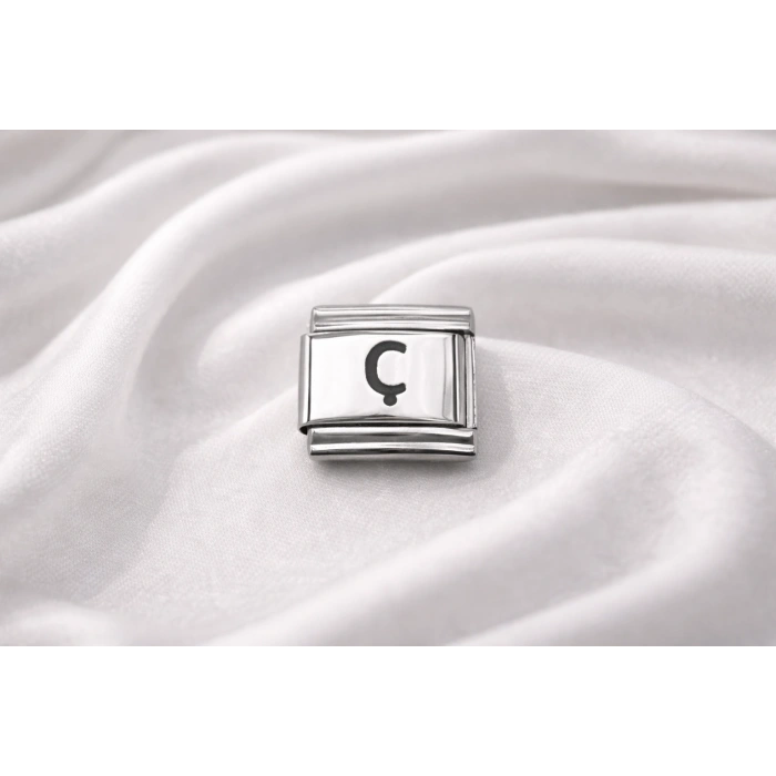 Nomination Uyumlu Ç Harfi Charm – Çelik Harfli Bileklik Aksesuarı , Kişiye Özel Modüler Takı