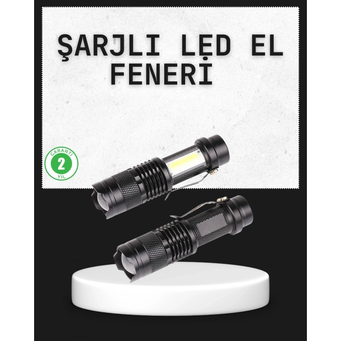 Odak Ayarlı 2000 Lümen Şarjlı LED El Feneri