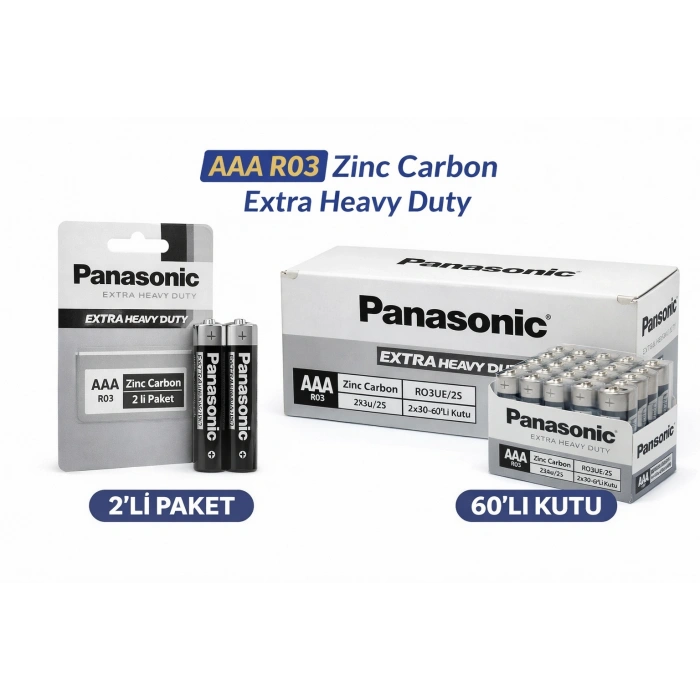 Panasonic AAA R03 İnce Pil Zinc Carbon Extra Heavy DutyPanasonic AAA R03 İnce Pil Zinc Carbon Extra Heavy Duty