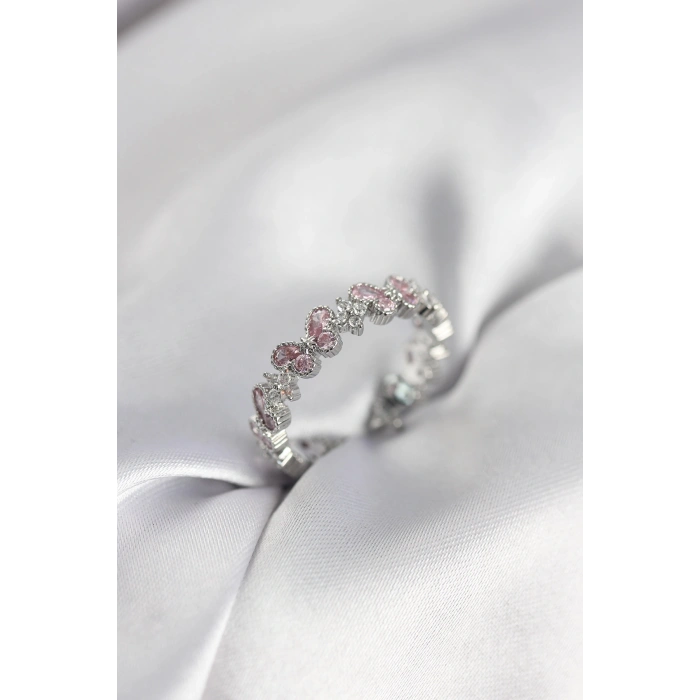 Pembe Zirkon Taşlı Kelebek Model Kadın Yüzük