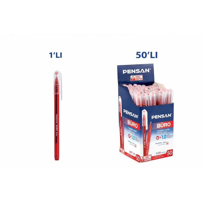 Pensan Büro 2270 Kırmızı Tükenmez Kalem 1.0 mm Medium Yerli Üretim