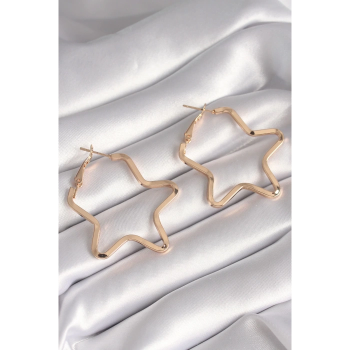 Pirinç Gold Renk Yıldız Model Kadın Küpe