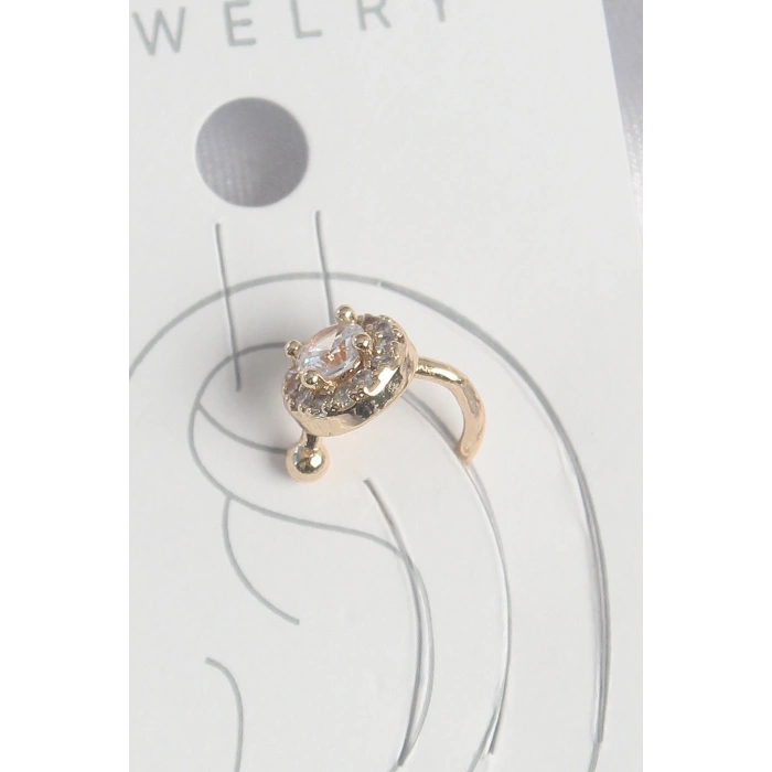 Pirinç Gold Renk Zirkon Taşlı Kadın Kıkırdak Küpe