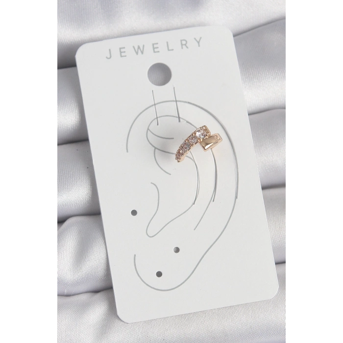 Pirinç Gold Renk Zirkon Taşlı Kadın Kıkırdak Küpe