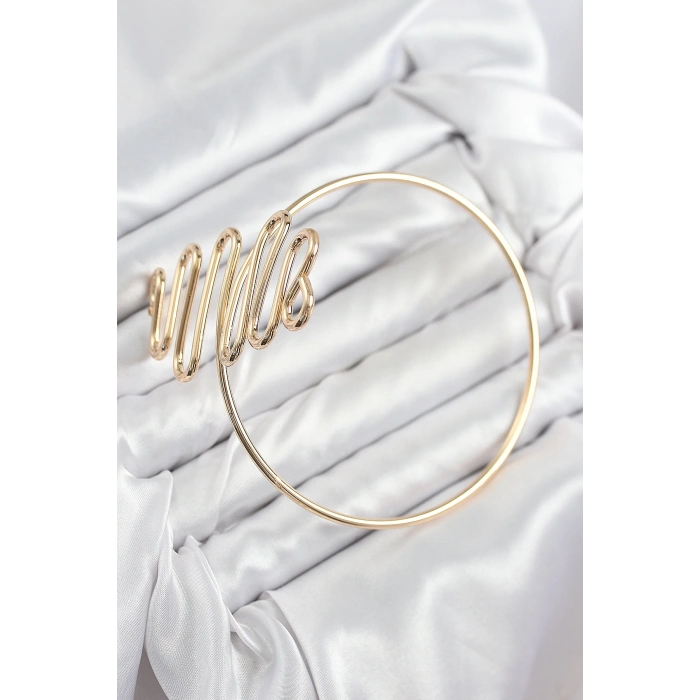 Pirinç Kıvrımlı Model Gold Renk Kadın Pazu Bileklik