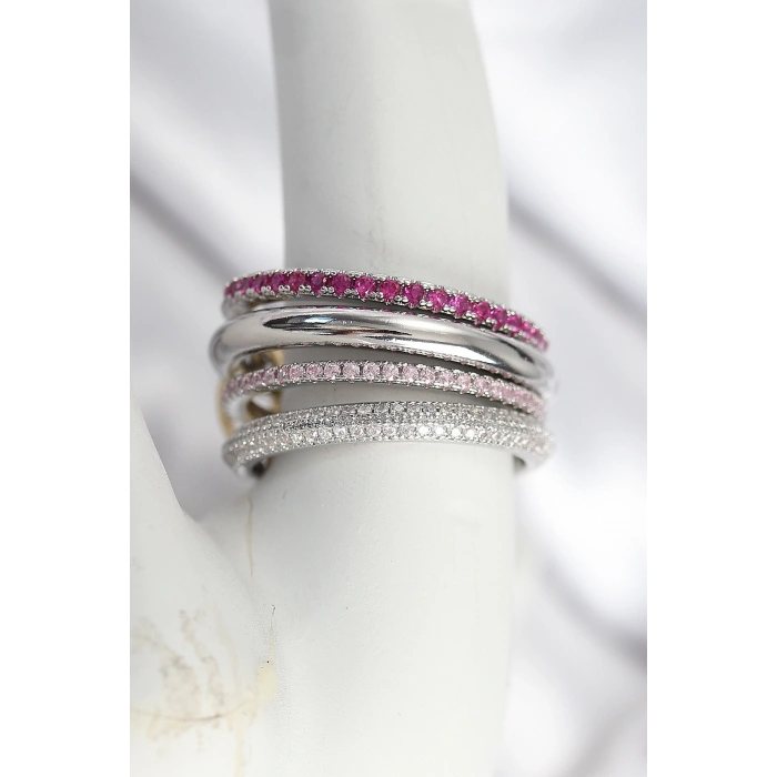 Pirinç Mix Renk Zirkon Taşlı 4Lü Kadın Yüzük