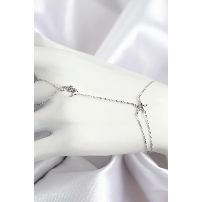 Pirinç Zirkon Taşlı Deniz Atı Ve Yıldız Model Gümüş Renk Şahmeran