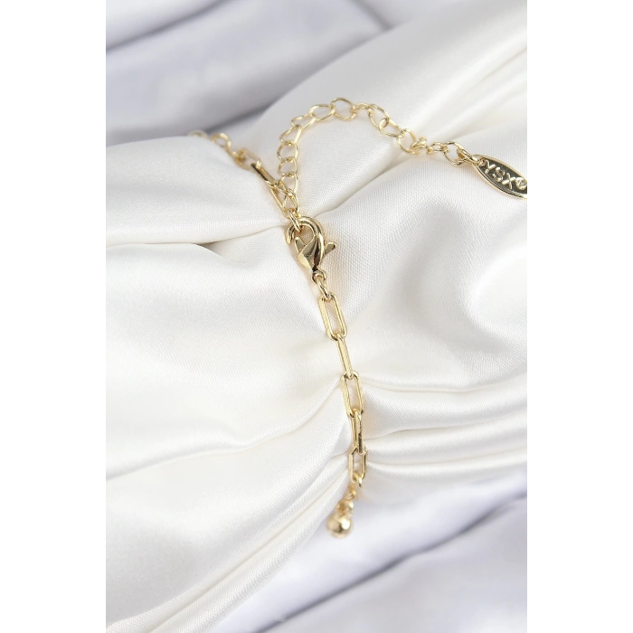 Pirinç Zirkon Taşlı Nazar Boncuğu Model Gold Renk Kadın Bileklik