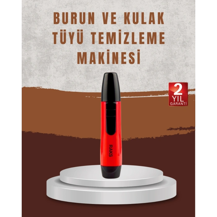 Raks Leo Burun Kulak Tüy Alma Makinesi 45 dk Şarj Süreli Kırmızı