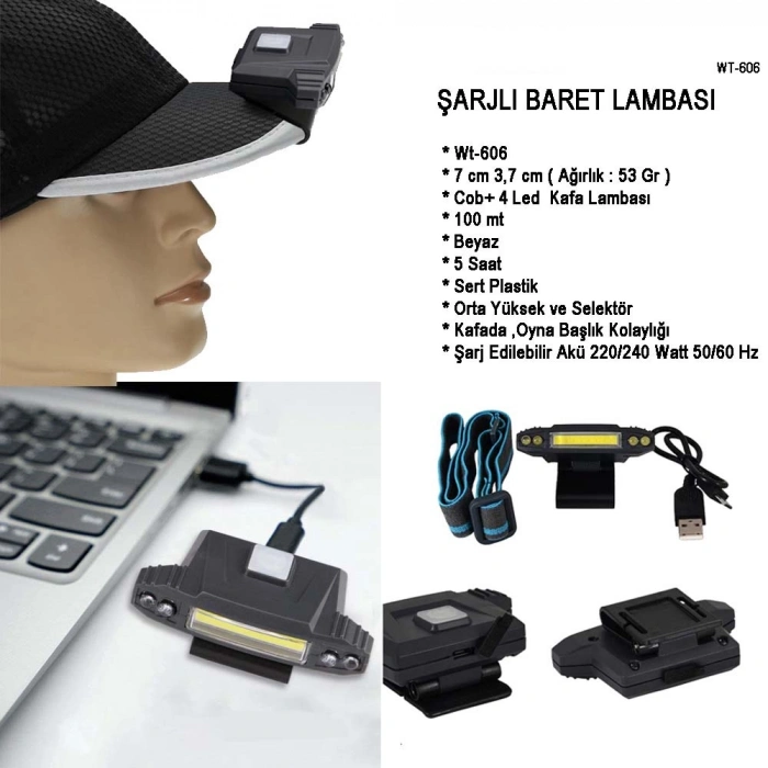 Şarjlı Baret Lambası Wt-606