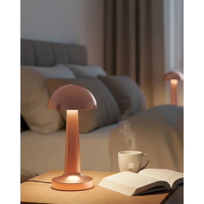 Şarjlı Mantar Masa Lambası 3 Seviyeli Dokunmatik LED USB Şarj Özellikli
