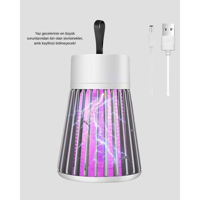 Şarjlı Mor Işıklı Sivrisinek Öldürücü Lamba – Sessiz ve Kimyasal İçermez