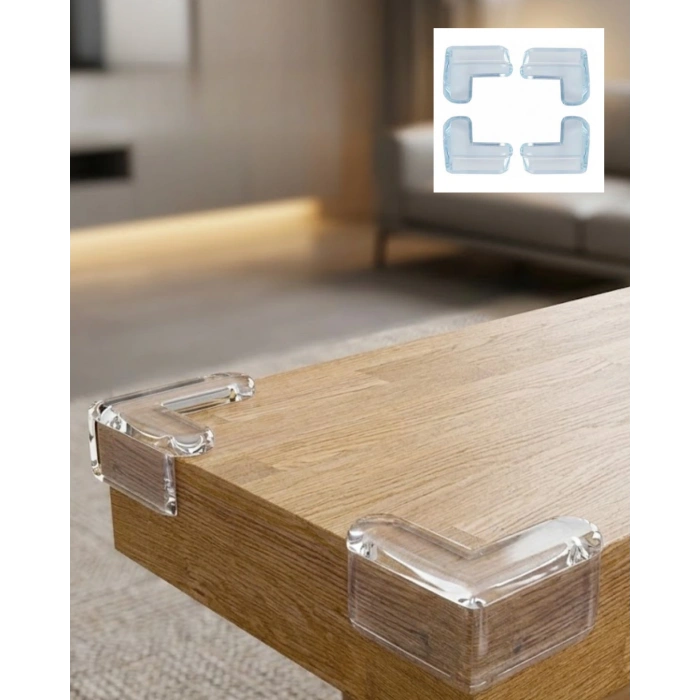 Şeffaf Masa Kenar Koruyucu 4 Lü Set Mobilya Köşe Koruma Aparatı