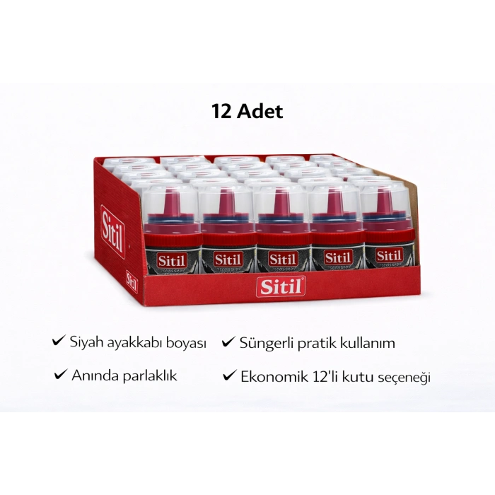 Sitil Classic Ayakkabı Boyası Siyah Parlatıcı Süngerli 12 Adet