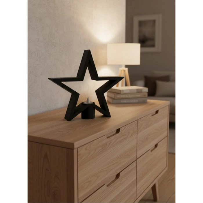 Siyah Yıldız Şeklinde Mumluk Loş Işık Dekor Aksesuarı
