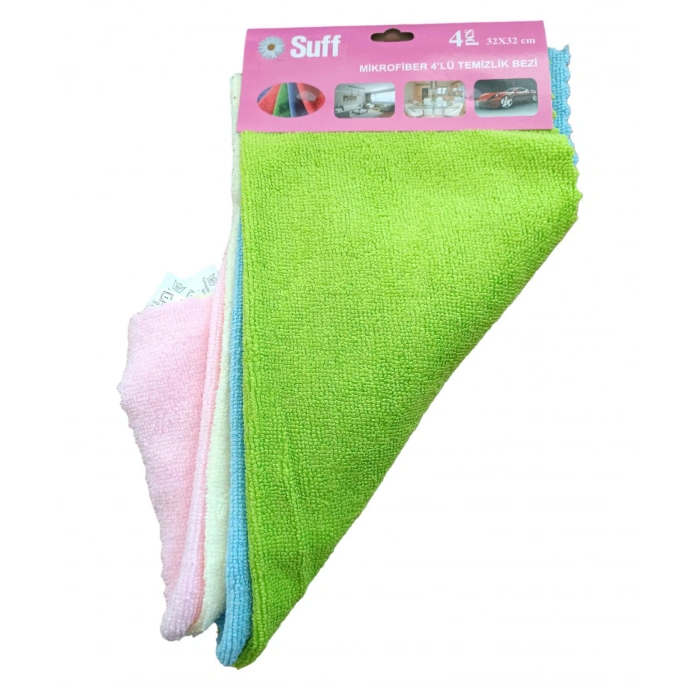 Suff Mikrofiber Oto Temizlik Bezi Havlu 4'lü 32x32cm
