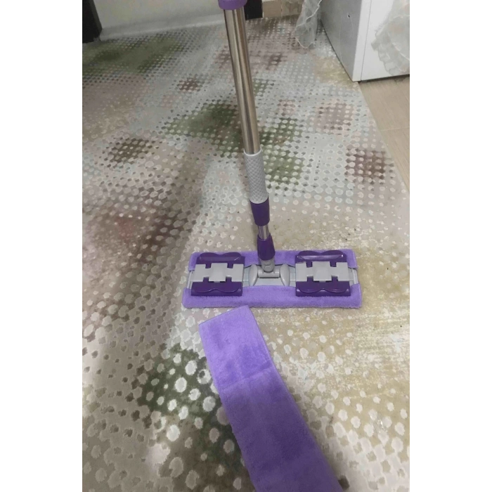 Teleskobik Cam Yer Tavan Silme - İstediğin Bezi Tak Kullan - 4 Mandallı -Yedek Bezli Mop Seti