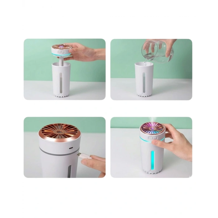 USB Araç Nemlendirici 5 Esans Hediyeli Renkli Işıklı Mini Difüzör