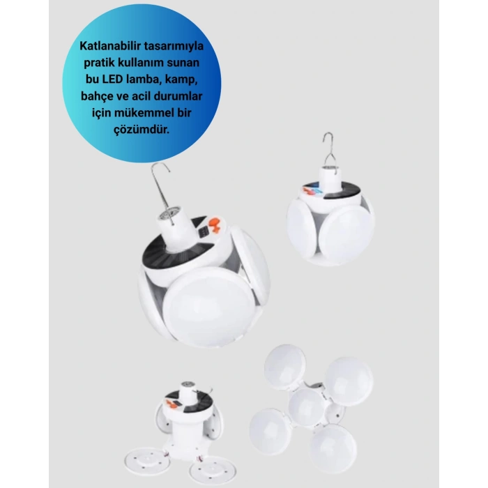 USB ve Solar Şarjlı Katlanabilir 5 Taraflı LED Lamba