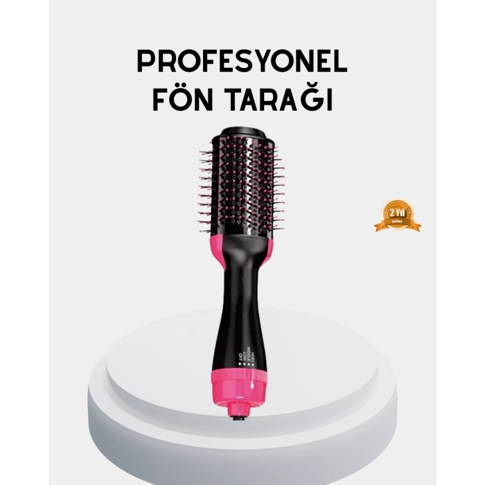 Yeni Nesil Fön Tarağı – 220°C Isı, Negatif İyon, 360° Dönebilen Kablo